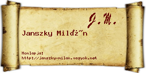 Janszky Milán névjegykártya